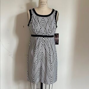 NWT Black and White Zig Zag Sleeveless Dress in size 4P